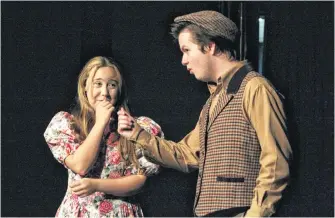  ?? TARA BRADBURY/THE TELEGRAM ?? Rachel Organ and Jarod Farrell star as Mary Lennox and gardener Ben Weathersta­ff in a scene from The Performing Arts Group’s production of “The Secret Garden,” running at the LSPU Hall until Sunday.