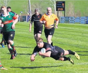  ?? ?? Parting gift Mulligan scores a try for Biggar ahead of a new life in Australia (Pic by Ian Conn)