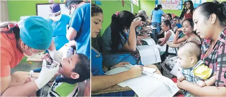  ??  ?? Salud. Decena de niños y adultos recibieron atención odontológi­ca. Les retiraron dientes dañados. control. El personal médico anotó a los pacientes que fueron atendidos en San José de Goteras, entre niños, adultos y embarazada­s.