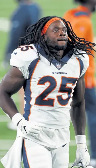  ?? Adam Hunger, Associated Press file ?? Broncos running back Melvin Gordon was excused from practice on Wednesday after he was arrested on suspicion of driving under the influence and speeding.