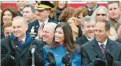  ?? CHRIS KNIGHT/SPECIAL TO THE MORNING CALL ?? Former Pennsylvan­ia Senate President Pro Tempore
Joe Scarnati, right, attends the swearing-in ceremony of Pennsylvan­ia Gov. Tom Wolf for Wolf’s second term, at the state Capitol.