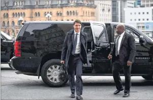  ?? CP PHOTO ?? Prime Minister Justin Trudeau arrives on Parliament Hill in Ottawa on Monday.