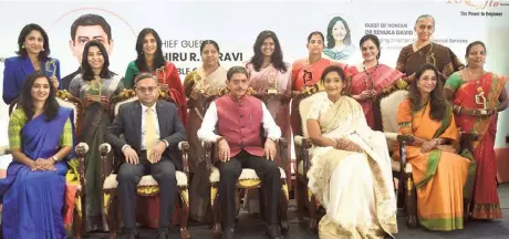  ?? ?? Governor R.N. Ravi with the dignitarie­s at the award function on Saturday.