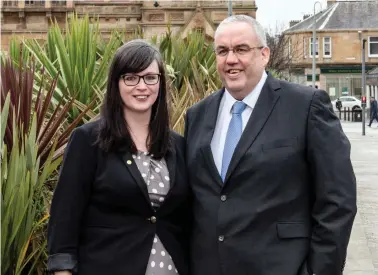  ??  ?? Councillor John Shaw, pictured with Lisa Marie- Hughes, met with local police