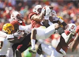  ?? Ezra Shaw / Getty Images ?? Stanford safety Justin Reid intercepte­d two passes thrown by Arizona State quarterbac­k Manny Wilkins — a San Marin-Novato alum — in the Cardinal’s win over the Sun Devils.