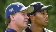  ?? SCOTT AUDETTE / ASSOCIATED PRESS ?? Bob May (left), a journeyman from California, challenged Tiger Woods like no one else could in the summer of 2000 at the PGA Championsh­ip.