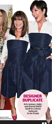  ?? ?? DESIGNER DUPLICATE
Kris Jenner, right, and friend Shelli Azoff in a dress believed to be Prada