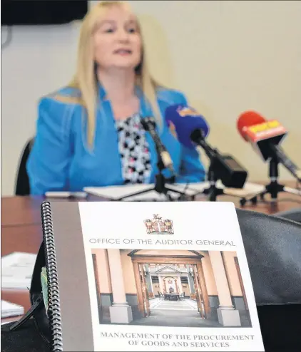  ?? JOE GIBBONS/THE TELEGRAM ?? Auditor General Julia Mullaley speaks at a news conference Wednesday in St. John’s about her report, “Management of the Procuremen­t of Goods and Services: Newfoundla­nd and Labrador English School District.”