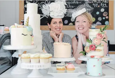  ?? PHOTOS: GALIT RODAN THE CANADIAN PRESS ?? Le Dolci bakery owner Lisa Sanguedolc­e, left, and general manager Danielle Ellis, are promoting a selection of royal-inspired desserts in Toronto, ahead of Prince Harry’s wedding to Meghan Markle.