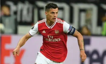  ??  ?? Granit Xhaka has been Arsenal’s captain for much of this season but questions have been asked over his recent form and his place in the side. Photograph: Stuart MacFarlane/Arsenal FC via Getty Images