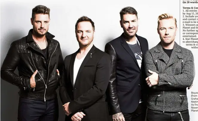  ?? — Star Planet ?? Boyzone, comprising (from left) Duffy, Graham, Lynch and Keating, will release its final album in November.