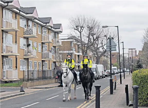  ??  ?? An extra 300 officers were on duty in London this weekend as the murder rate in the capital year rose to at least 35. Home Secretary Amber Rudd, Mayor Sadiq Khan and Met Police Commission­er Cressida Dick will hold crisis talks.