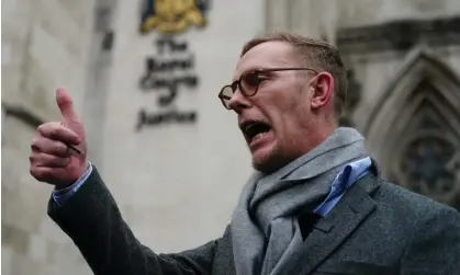  ?? Photograph: Jordan Pettitt/PA ?? ‘Laurence Fox offered a nine-minute monologue outside the high court that had a distinctly ‘after lunch’ feel to it.’ Fox outside the the Royal Courts of Justice, London, 29 January 2024.