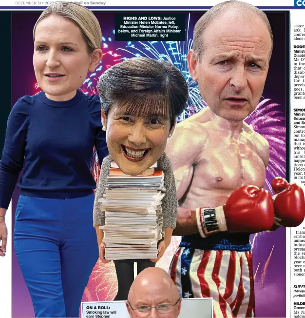  ?? ?? HigHs ANd LOws: Justice Minister Helen McEntee, left, Education Minister Norma Foley, below, and Foreign Affairs Minister Micheál Martin, right