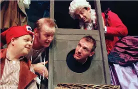  ?? Photograph: Tristram Kenton/The Guardian ?? Homage to Morecambe and Wise … Toby Jones, Sean Foley, Ralph Fiennes and Hamish McColl in The Play What I Wrote.