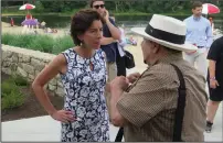  ?? Joseph B. Nadeau/The Call ?? Gov. Gina Raimondo, left, chats with Kenneth R. Petrucci.