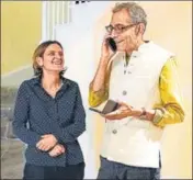  ?? AFP ?? Nobel Prize winners Esther Duflo and Abhijit Banerjee at their Boston residence on Monday.