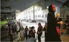  ?? Jon Shapley / Staff file photo ?? Voters at Texas Southern University waited hours to cast a ballot in the primary on March 3. Texas is one of nine states to refuse online voter registrati­on.