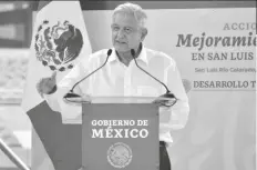  ?? FOTO ARCHIVO BES ?? EL PRESIDENTE DE MÉXICO, Andrés Manuel López Obrador en su visita a San Luis R.C. en julio del 2021.