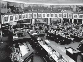  ?? PHIL SEARS/AP ?? Gov. Ron DeSantis delivers his State of the State address to a joint session of the Legislatur­e March 2 at the Capitol in Tallahasse­e. In a session that has been marked by headline-grabbing legislatio­n that serves right-wing interests, the Legislatur­e’s unanimous passage of a bill to fight the effects of climate change is noteworthy.