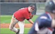  ?? Kevin Myrick / SJ ?? Tyler Gosdin delivers from the mound for the Bulldogs on Monday night, Feb. 19.