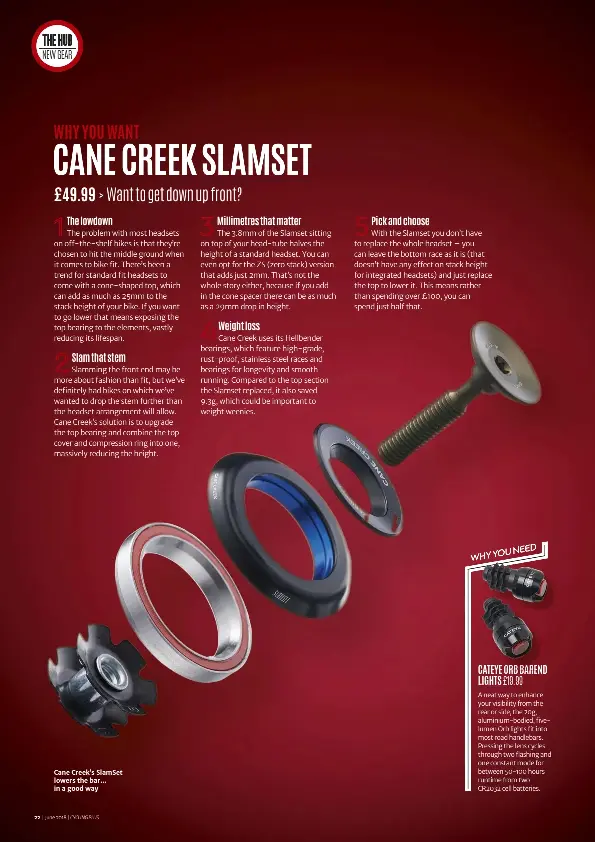  ??  ?? Cane Creek’s SlamSet lowers the bar… in a good way