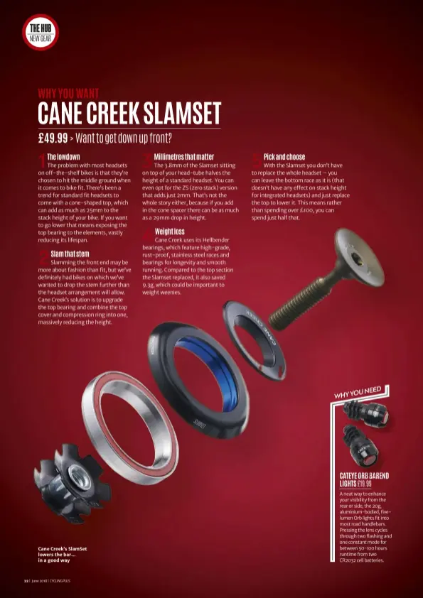  ??  ?? Cane Creek’s SlamSet lowers the bar… in a good way