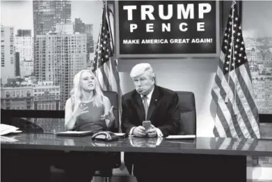  ?? Will Heath, NBC ?? Kate McKinnon as Kellyanne Conway and Alec Baldwin as Donald Trump during the Dec. 3 cold open.