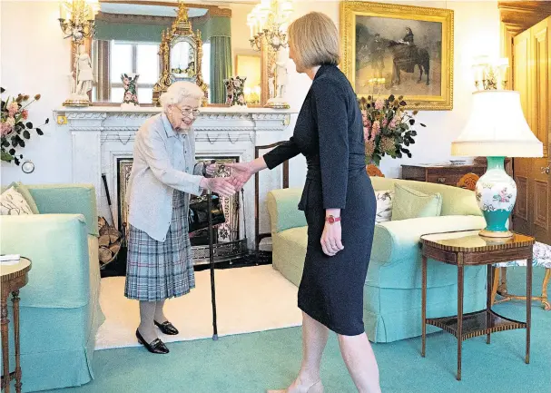  ?? ?? Liz Truss, then prime minister, with Her Majesty at Balmoral last year