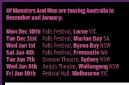  ?? Tickets are on sale now via frontierto­uring.com and fallsfesti­val.com ??