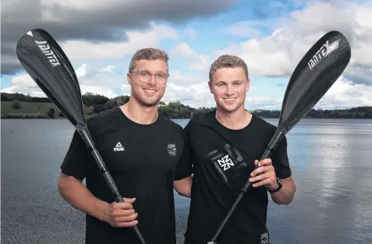  ?? PHOTO: GETTY IMAGES ?? tOKYO BOUND . . . Kurtis Imrie and Max Brown at yesterday’s selection announceme­nt in Cambridge for the men’s K2 1000m canoeing team to represent New Zealand at the Tokyo Olympics.
