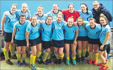  ??  ?? Maidstone ladies 1sts celebrate retaining their place in the the East League Premier Division after a 1-0 win over Wapping