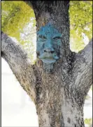  ??  ?? The front yard has a tree with a mask. Jeff and Abigail McBride have decorated their home to reflect their love of magic.