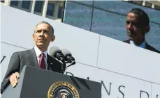  ?? Getty Images ?? President Obama speaks during a dedication for the American Veterans Disabled for Life Memorial inWashingt­on, D.C.