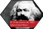  ??  ?? El 14 de marzo de 1883 fallecía Karl Marx.