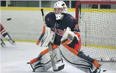  ?? GREG PENDER/FILES ?? Battleford­s North Stars goalie Joel Grzybowski has had to correct a few misspellin­gs of his name, but at present he is hoping to give a goaltendin­g tutorial at the Western Canada Cup championsh­ip.