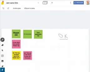  ??  ?? Le tableau blanc interactif Google Jamboard est un très bon outil collaborat­if. Vos collaborat­eurs voient en direct toutes les modificati­ons que vous apportez au tableau blanc. Ils peuvent eux aussi modifier le tableau.