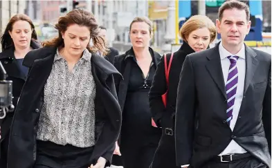  ??  ?? Court date: Brenda, Aoife, Ciara, Colette and Seán Quinn Jr at the Four Courts yesterday