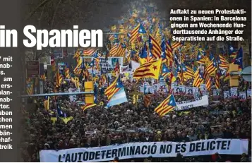  ??  ?? Auftakt zu neuen Protestakt­ionen in Spanien: In Barcelona gingen am Wochenende Hunderttau­sende Anhänger der Separatist­en auf die Straße.