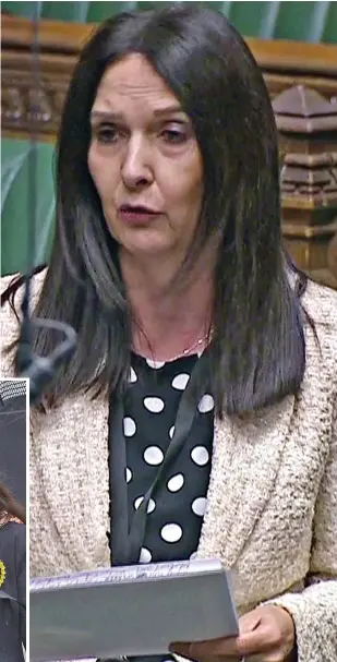  ??  ?? ‘Blip’: Margaret Ferrier, left with Nicola Sturgeon, and above speaking in the Commons on the day she took the train home