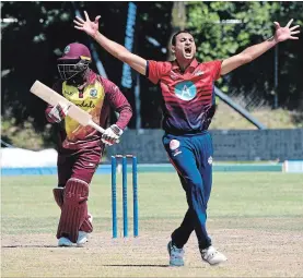  ?? STEVE SOMERVILLE
METROLAND FILE PHOTO ?? Montreal Tigers player Cecil Pervez bowls out the Cricket West Indies’s Anthony Bramble