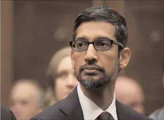  ?? -AP ?? Google CEO Sundar Pichai testifies before a House Judiciary Committee hearing on 'Transparen­cy and Accountabi­lity: Examining Google and its Data Collection, Use and Filtering Practices' in the Rayburn House Office Building in USA.