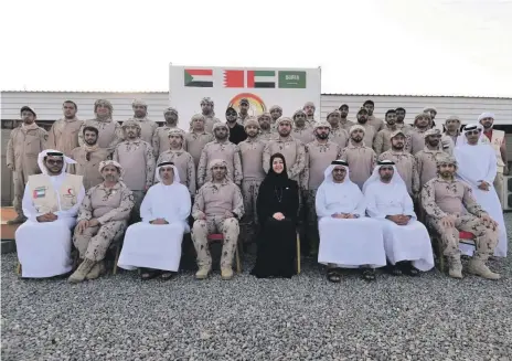  ?? Wam ?? Reem Al Hashimy, Minister of State for Internatio­nal Co-operation, visits members of the UAE Armed Forces task force operating in Yemen as part of the Arab Coalition, in the country’s interim capital, Aden