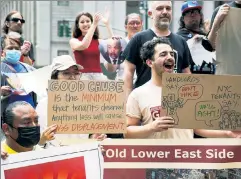  ?? ?? Relentless­ly pushing for privilege: Activists rallying for “Good Cause Eviction” bill outside legislativ­e leaders’ NYC offices last year.