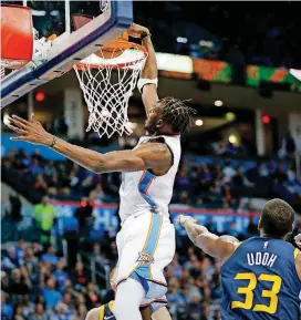  ?? [PHOTO BY ?? Jerami Grant has become an offensive weapon for Oklahoma City this season.