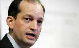  ??  ?? Alex Acosta, the US labor secretary. Florida congresswo­man Debbie Wasserman Schulz accused Acosta of having allowed Epstein to evade all accountabi­lity for his crimes. Photograph: Alan Diaz/AP