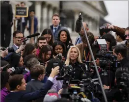  ?? KENT NISHIMURA — THE NEW YORK TIMES ?? Rep. Marjorie Taylor Greene, R-Ga., took the first step toward ousting House Speaker Mike Johnson on Friday, filing a resolution calling for his removal.