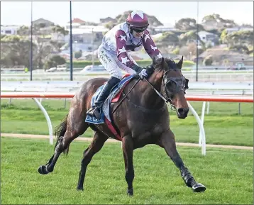  ??  ?? Shane Jackson powers home onboard Bit Of A Lad in Warrnamboo­l on Sunday.