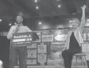  ?? BILL GLAUBER/MILWAUKEE JOURNAL SENTINEL ?? Wisconsin Lt. Gov. Mandela Barnes was joined by U.S. Sen. Elizabeth Warren, D-Mass., right, during a campaign rally Saturday at Anodyne Coffee in Milwaukee’s Walkers Point.