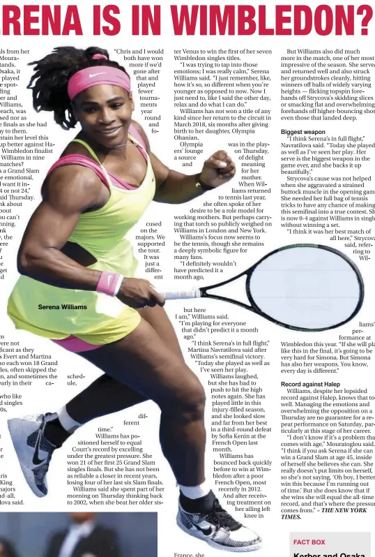  ??  ?? Serena Williams FACT BOX